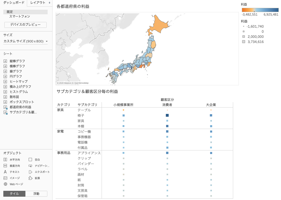 ダッシュボードに2つのシートを追加