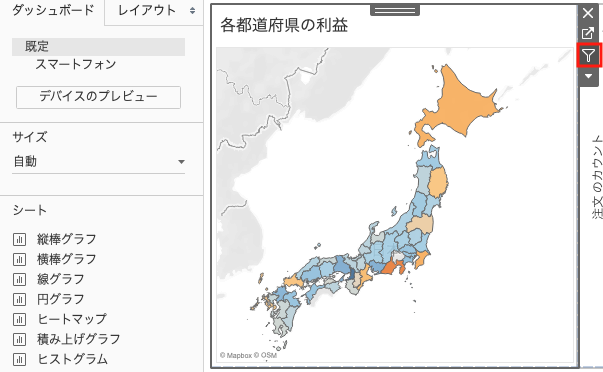 ダッシュボードで1つ目のマスタシートにフィルターを設定