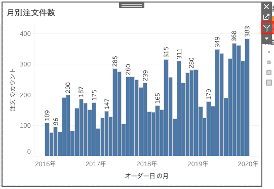 ダッシュボードで2つ目のマスタシートにフィルターを設定