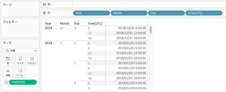 TableauでMAKEDATETIME関数の適用