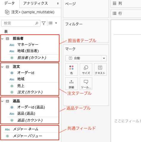 Tableauで複数テーブルの読み込み