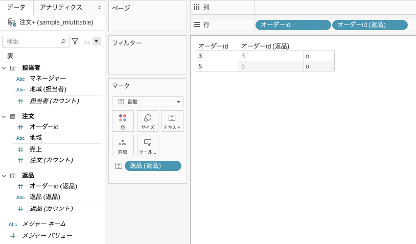 Tableauで複数テーブルからディメンションを選択して分析