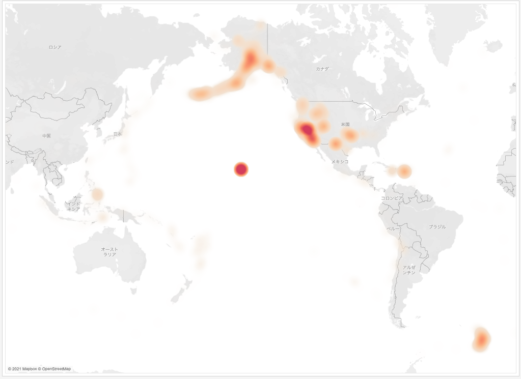 Tableauで地震のヒートマップを作成