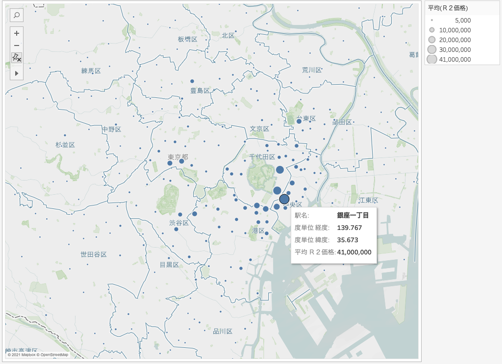 Tableauで緯度経度情報を利用した地図を作成