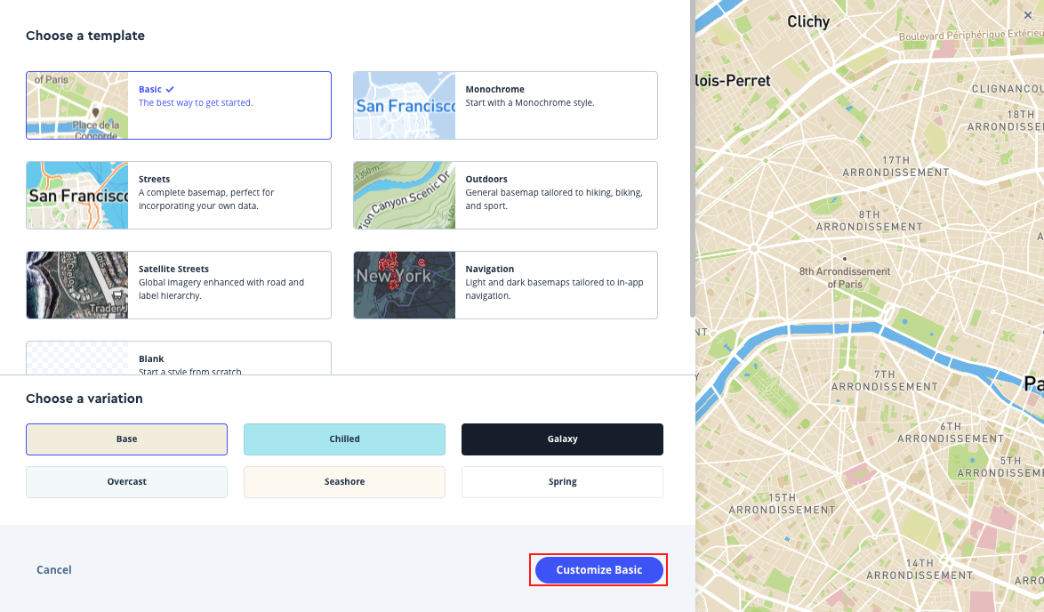 Mapboxでスタイルを選択