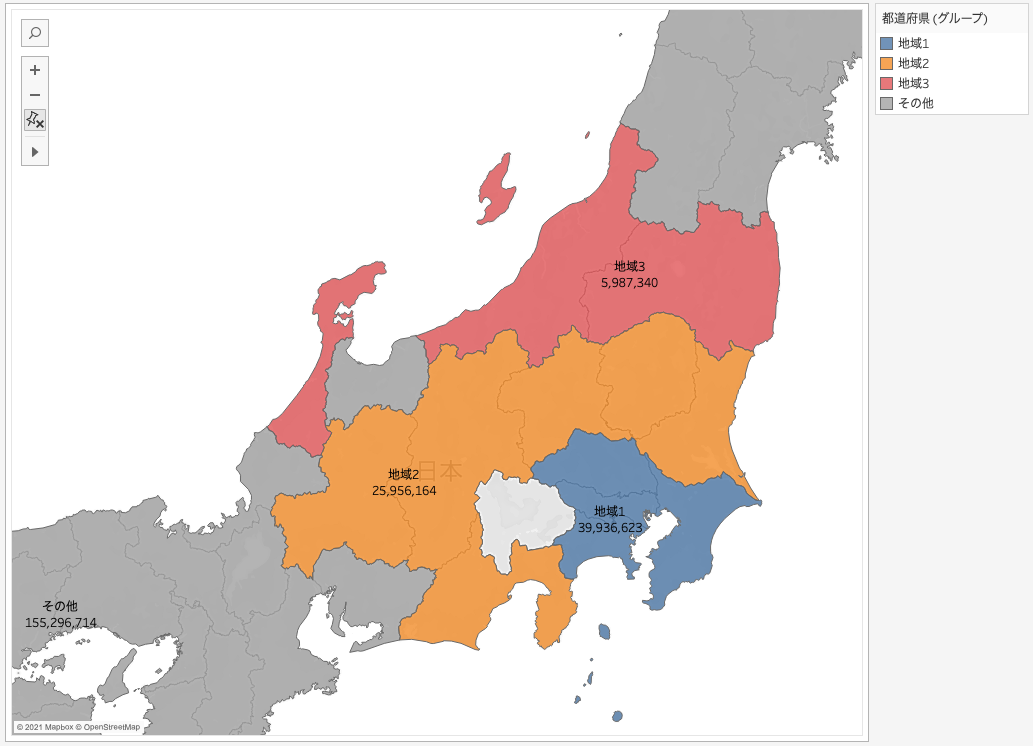 Tableauで地図上の領域をグルーピング